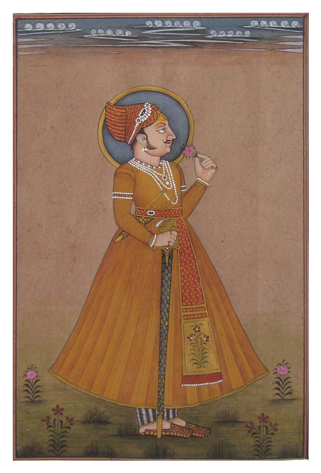 Prince with Sword Original Art Paper Painting Kafalo