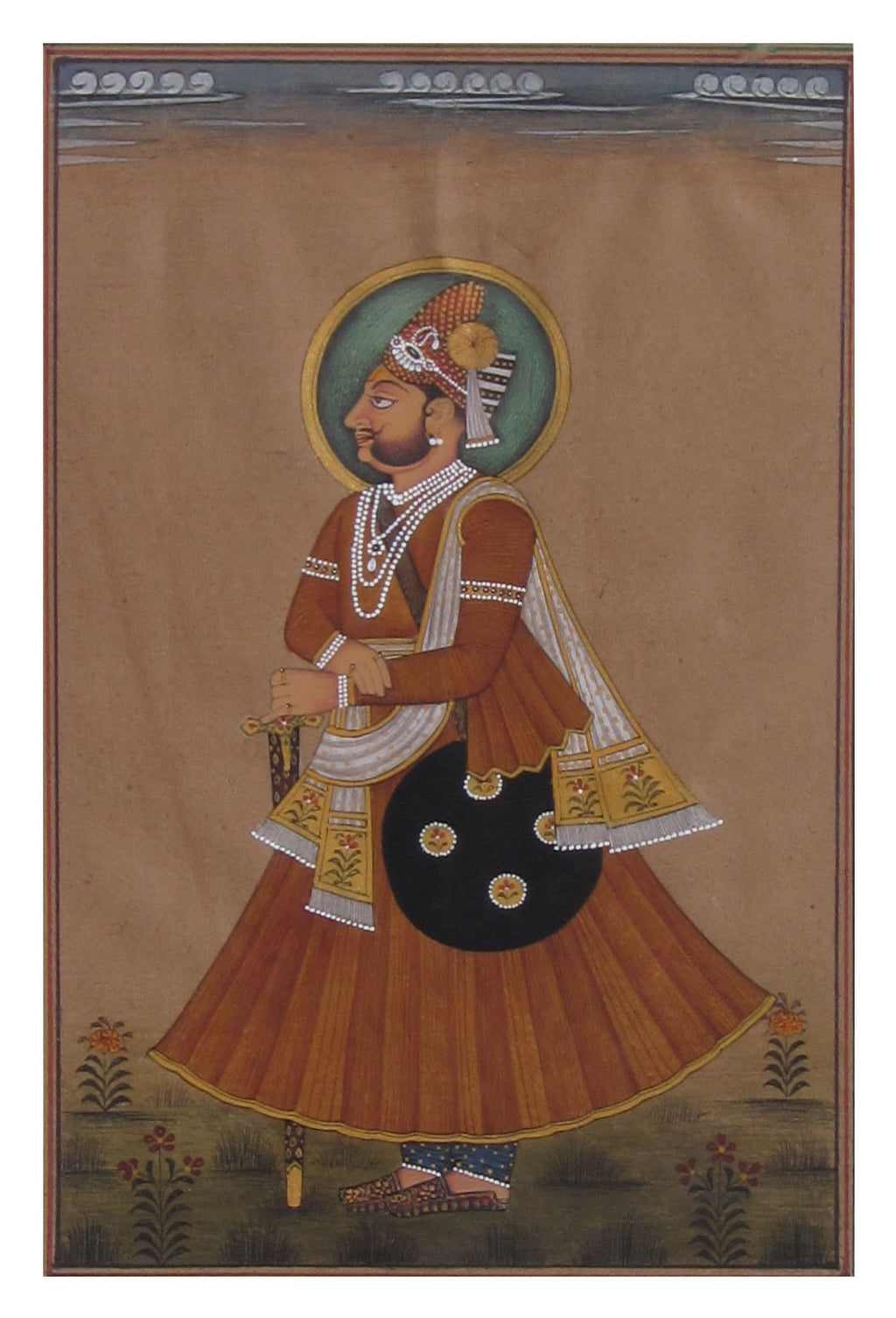Prince with Sword and Shield Original Art Paper Painting Kafalo