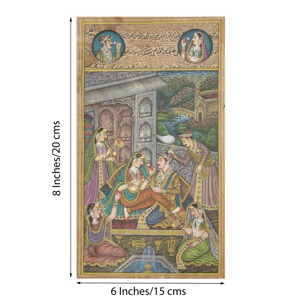 Passionate Mughal Love Scene Original Art Paper Painting Kafalo