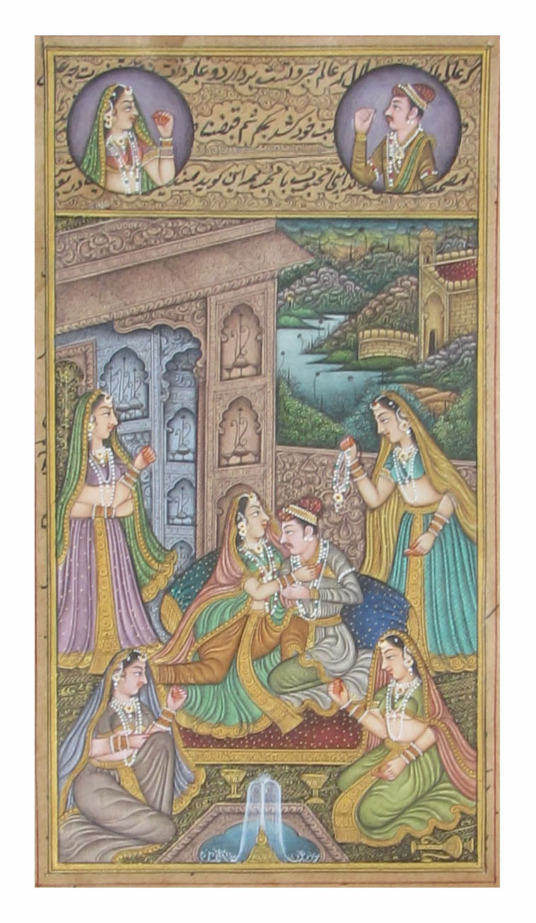 Mughal Love Scene Original Art Paper Painting Kafalo