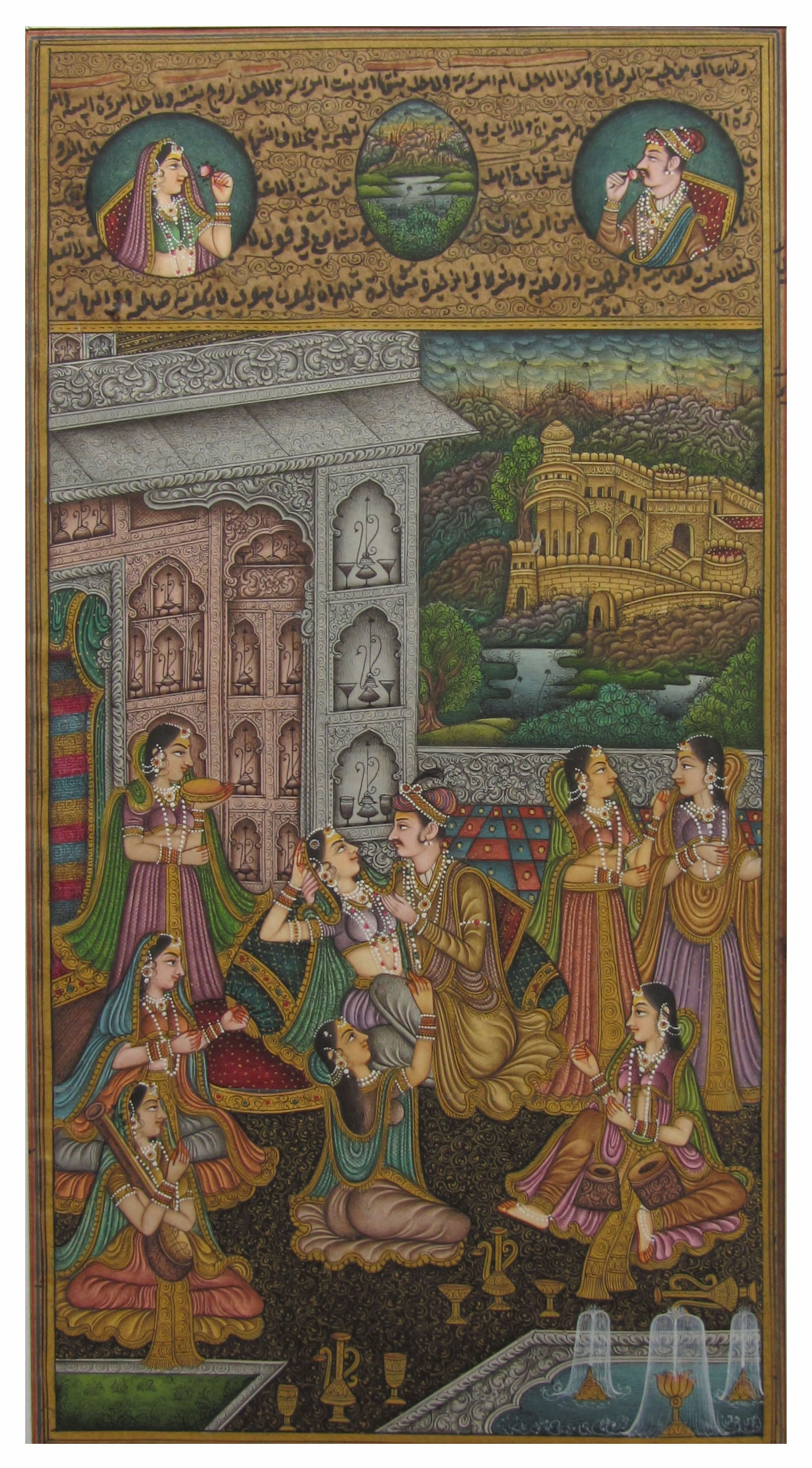 Dignified Mughal Love Scene Original Art Paper Painting Kafalo