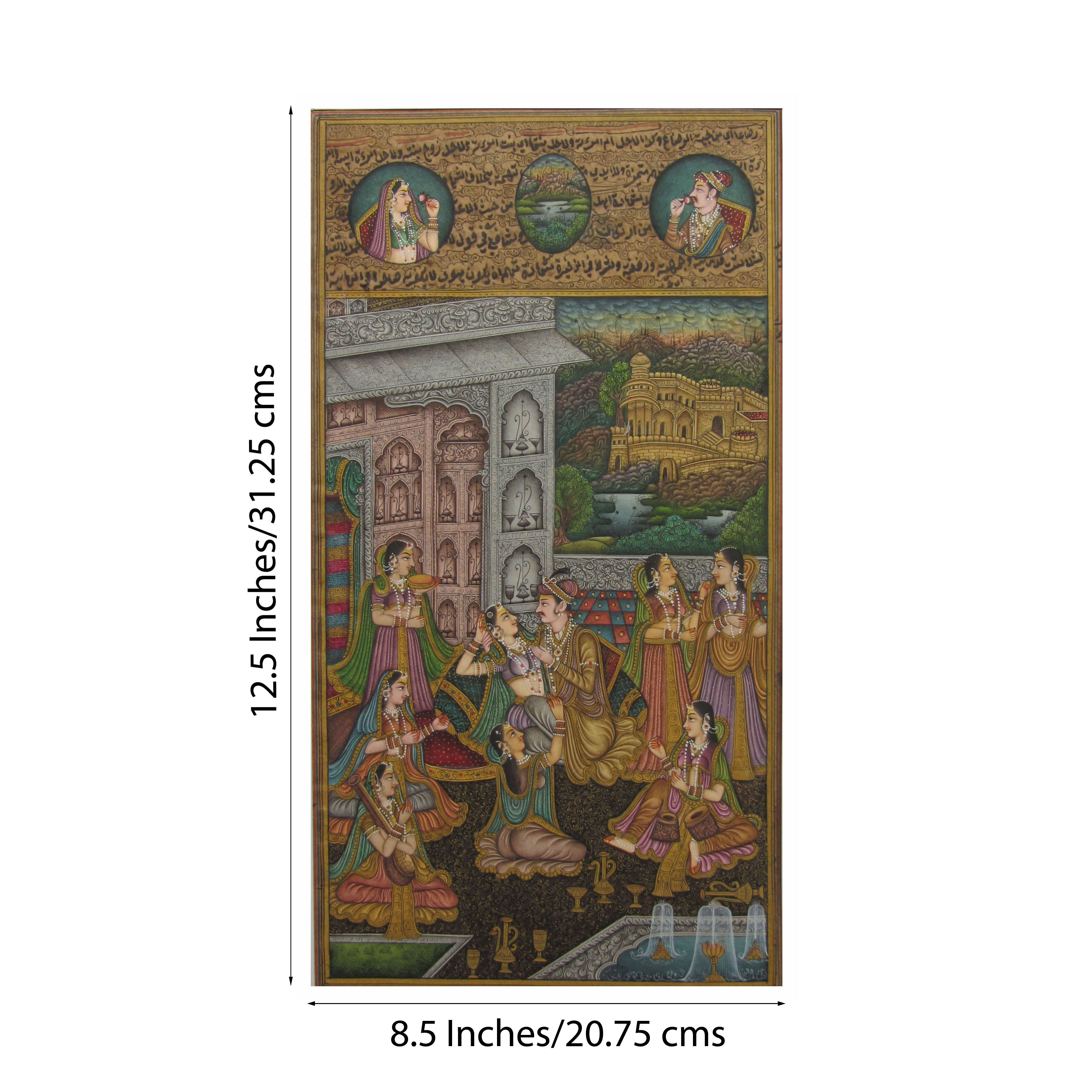 Dignified Mughal Love Scene Original Art Paper Painting Kafalo