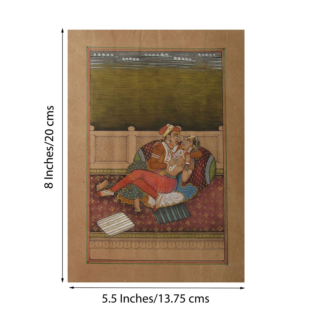 Splendid Mughal Couple Original Art Paper Painting Kafalo