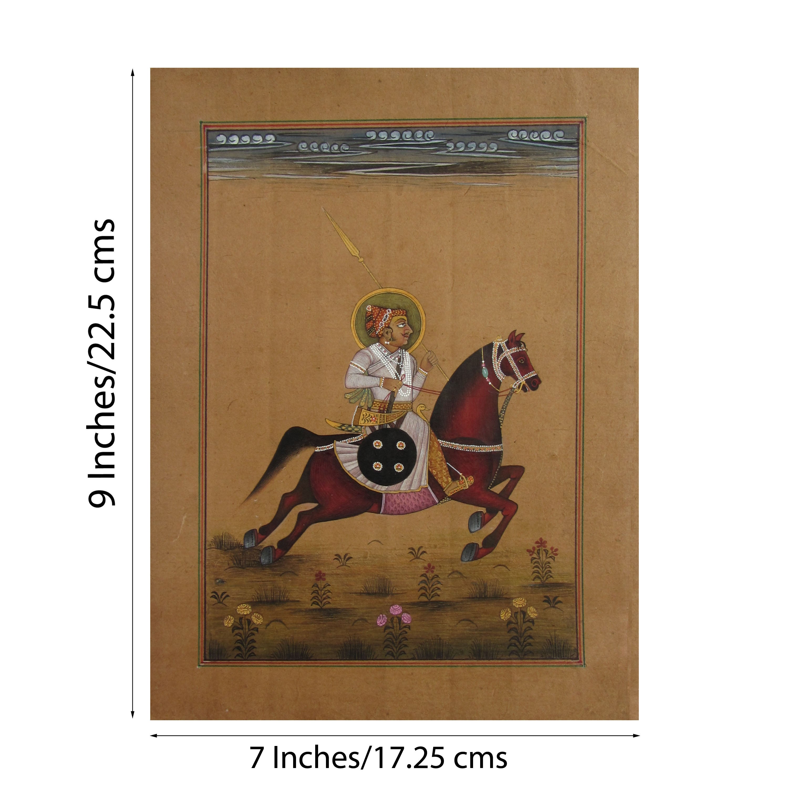 Mughal Emperor on Horse Original Art Paper Painting Kafalo