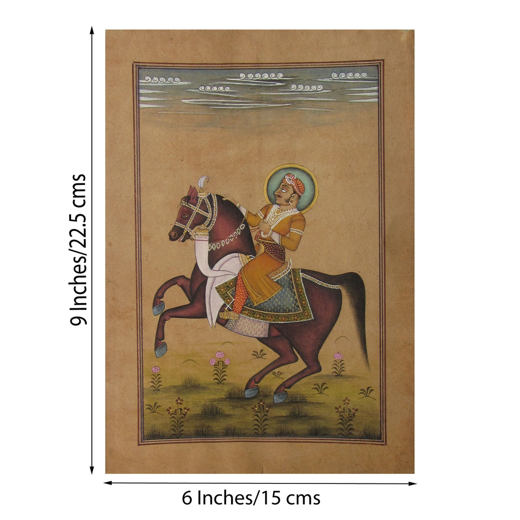 Equestrian Portrait of Emperor Original Art Paper Painting Kafalo