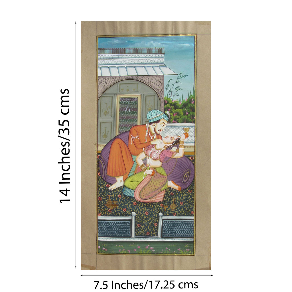 Magnificient Mughal Love Scene Original Art Paper Painting Kafalo