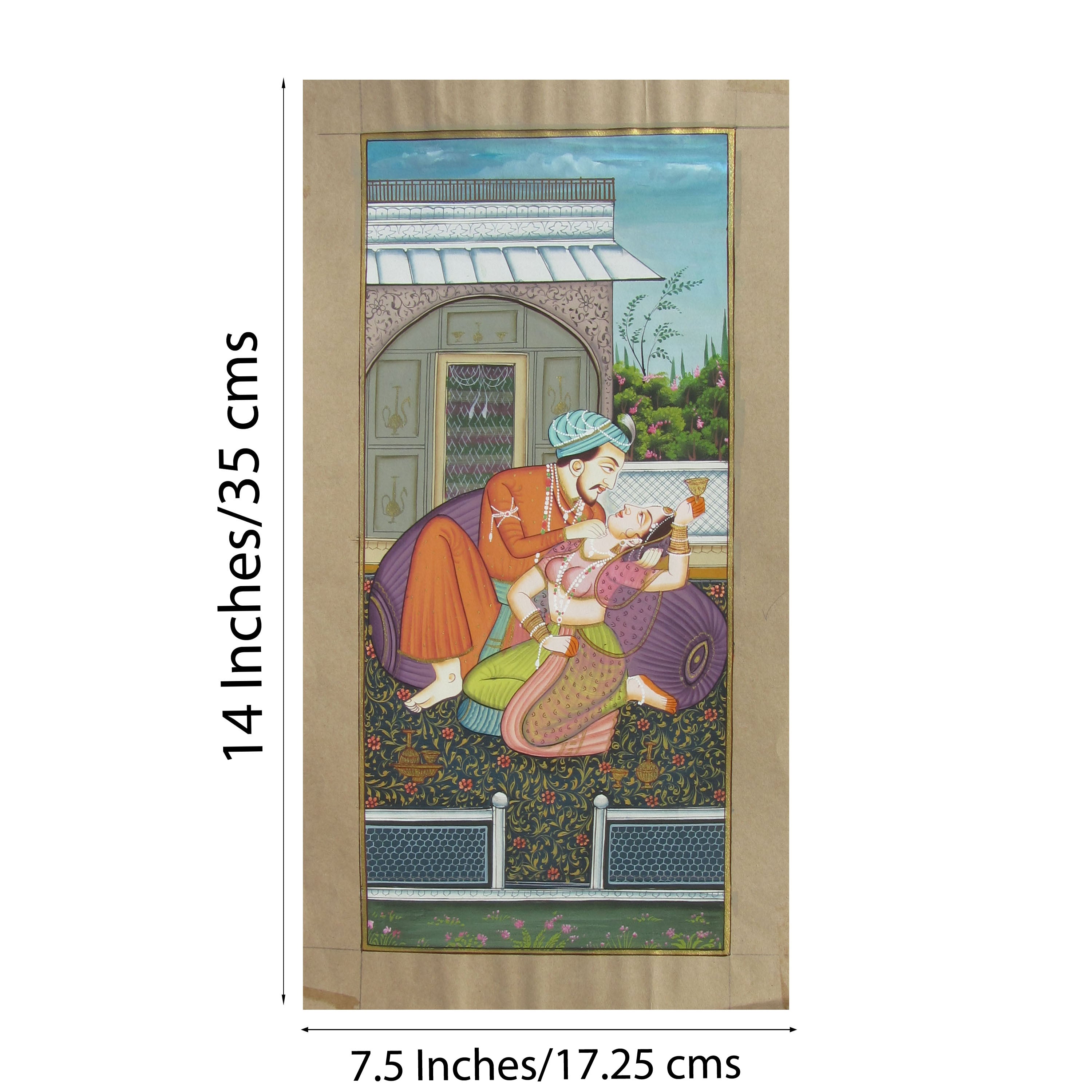 Magnificient Mughal Love Scene Original Art Paper Painting Kafalo