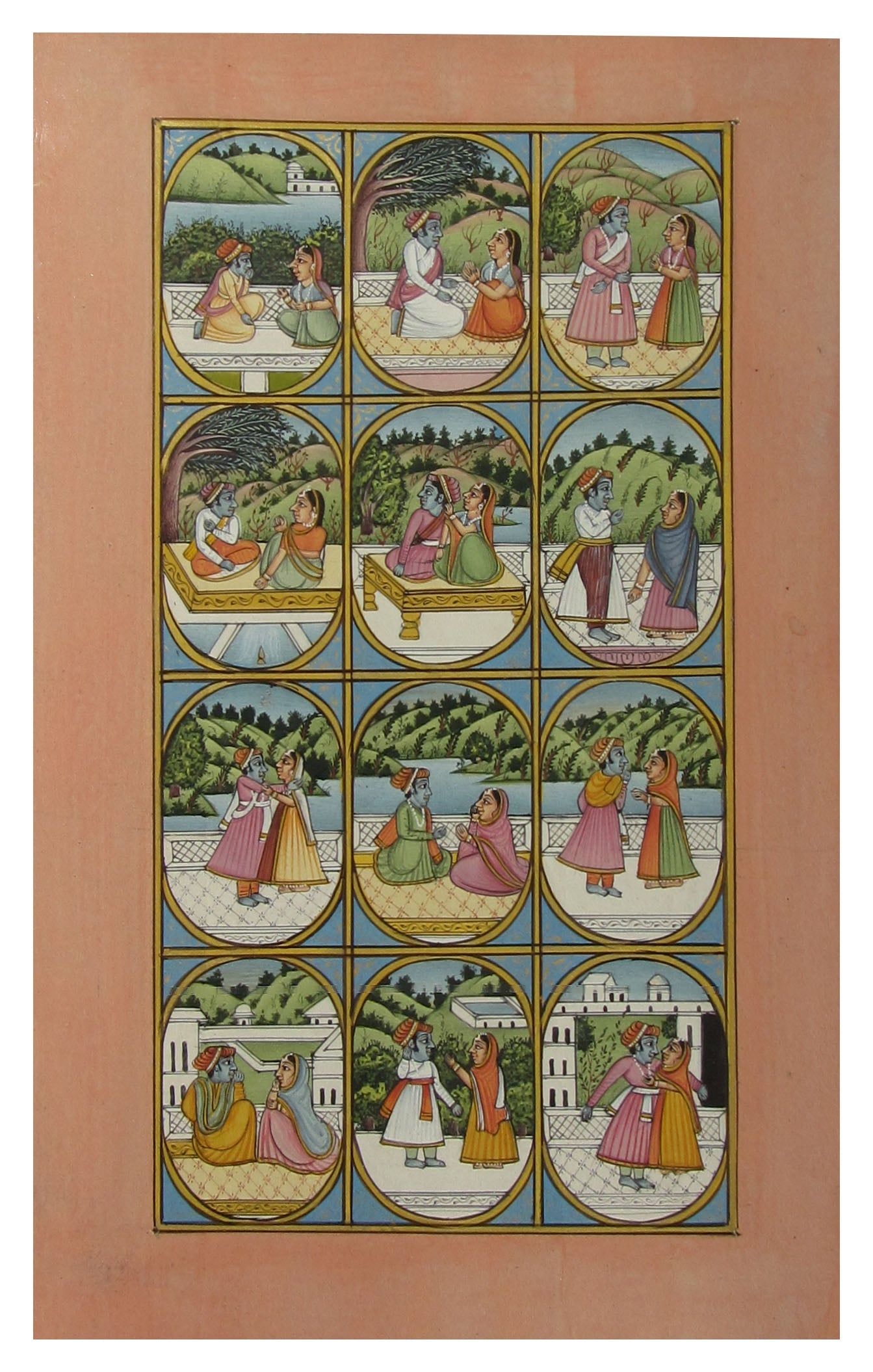 Radha Krishna Original Art Paper Painting Kafalo