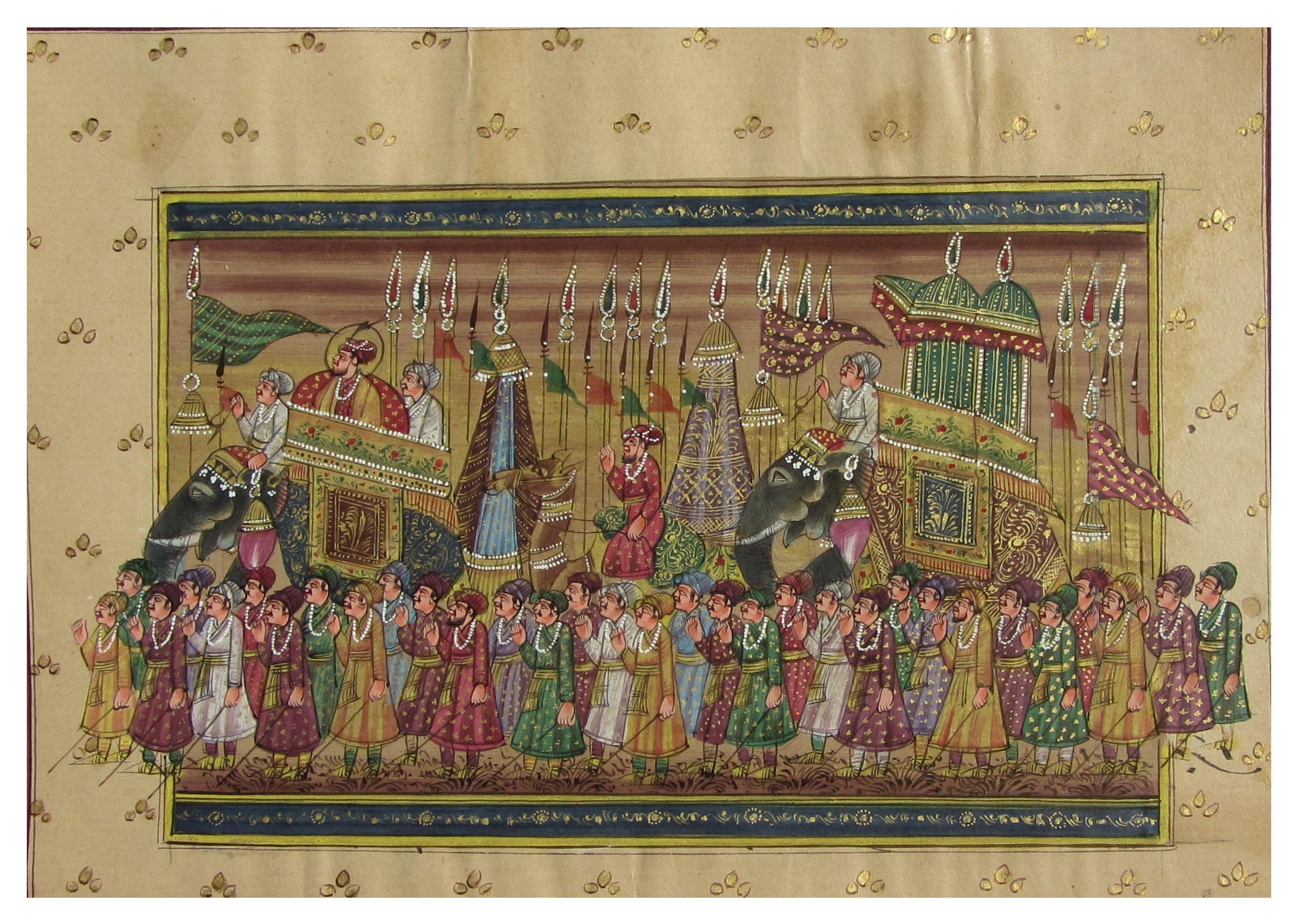 Majestic Mughal Ride Original Art Paper Painting Kafalo