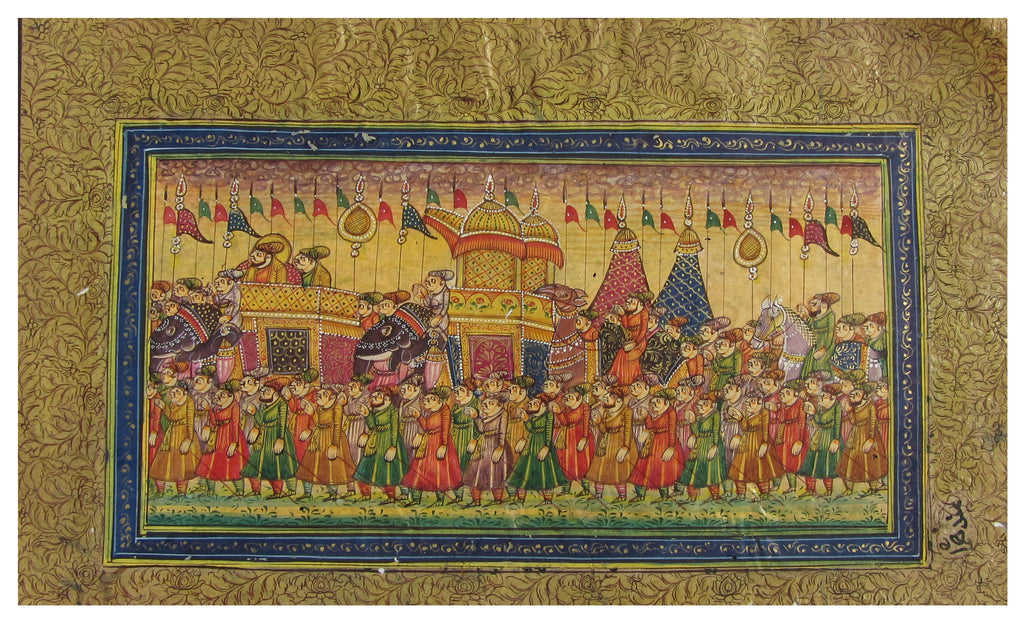 Royal Mughal Troop Original Art Paper Painting Kafalo