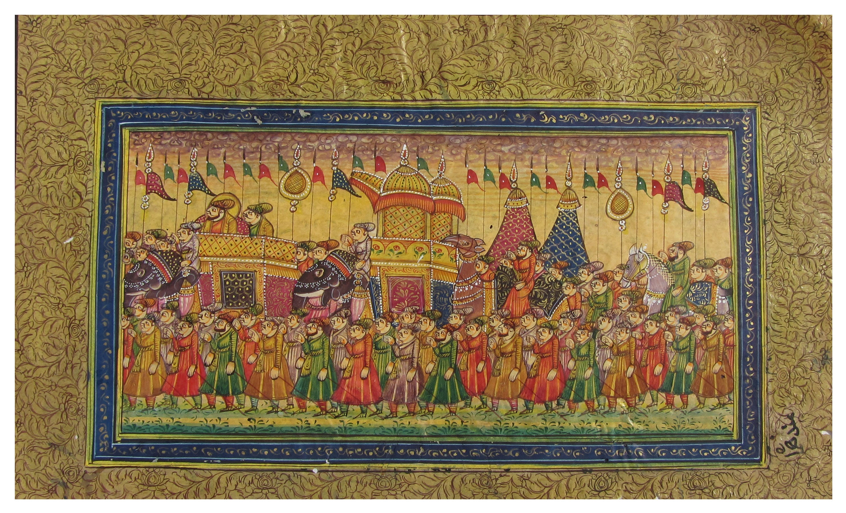 Royal Mughal Troop Original Art Paper Painting Kafalo