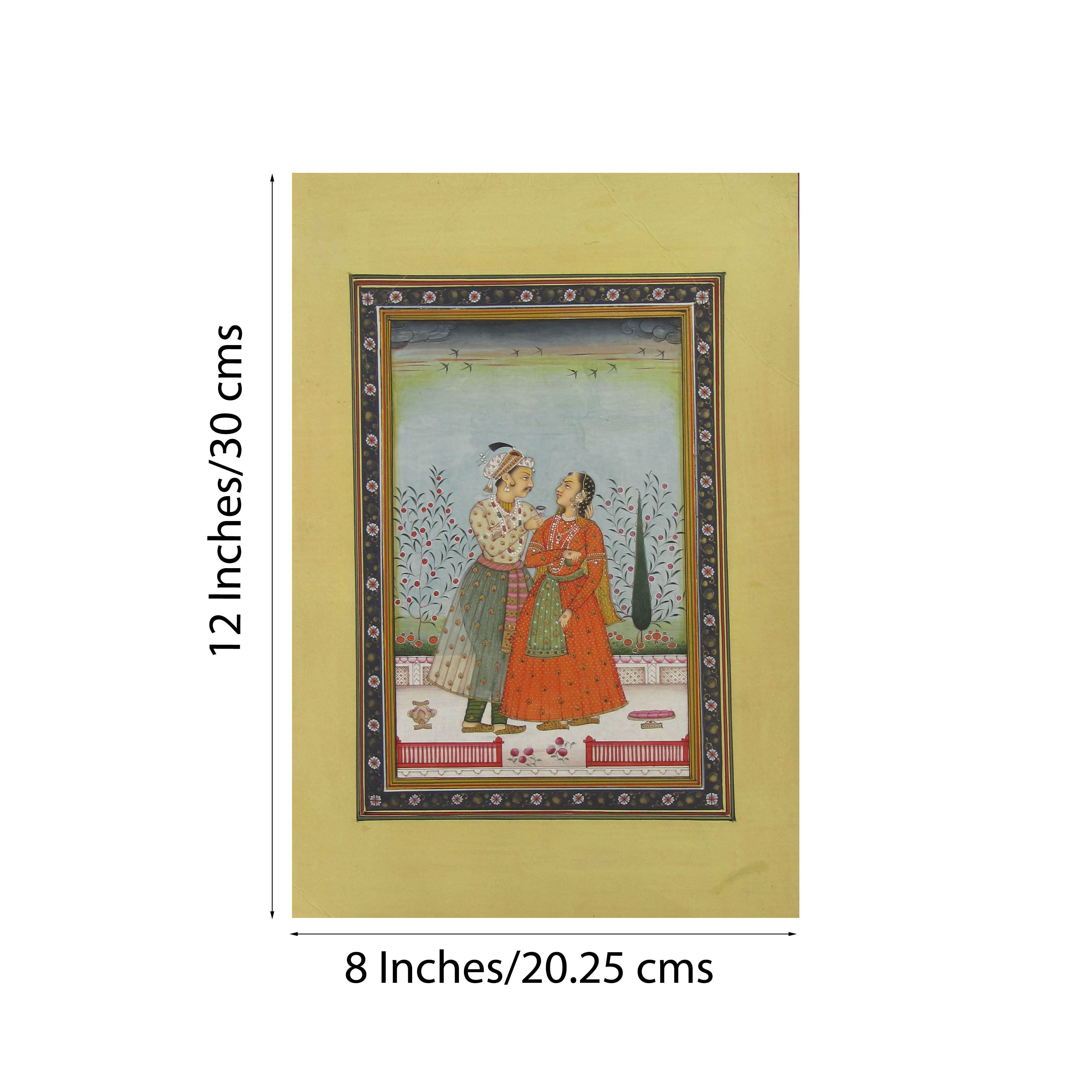 Romantic Mughal Pair Original Art Paper Painting Kafalo