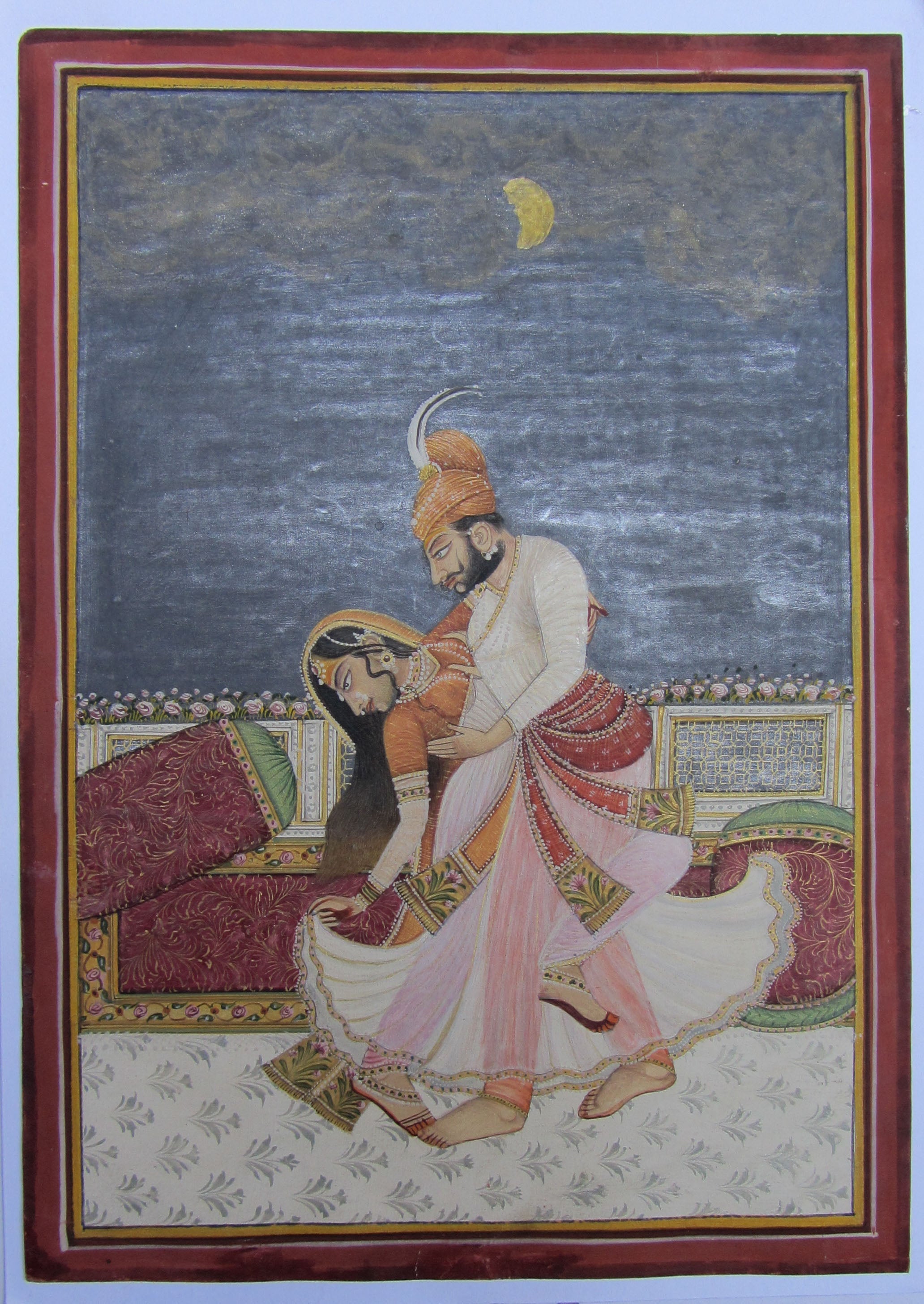 Royal Couple Romancing Original Art Paper Painting Kafalo