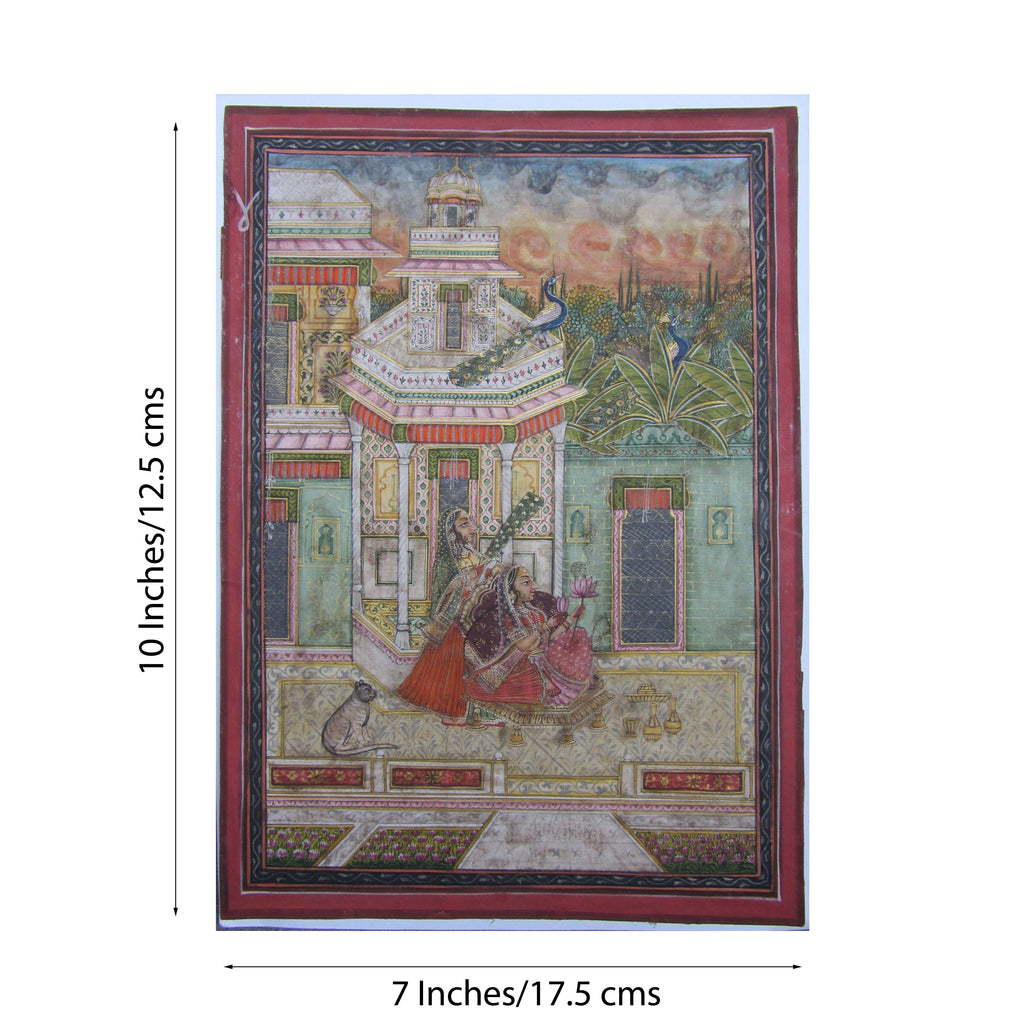 Ragini at Courtyard Original Art Paper Painting Kafalo