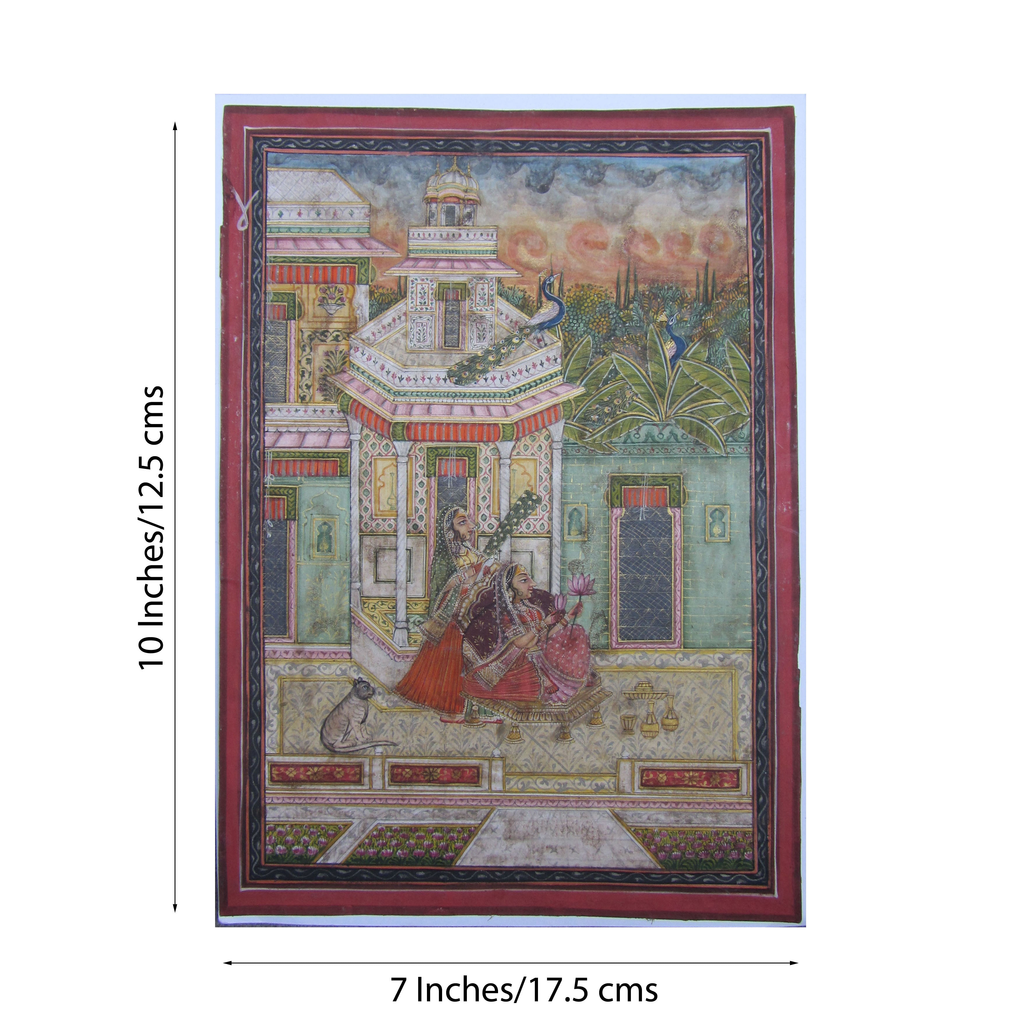 Ragini at Courtyard Original Art Paper Painting Kafalo