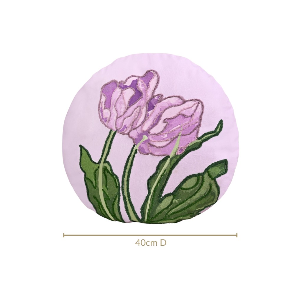 Embroidered Lilac Petal Cushion Cover 40cm Nestasia