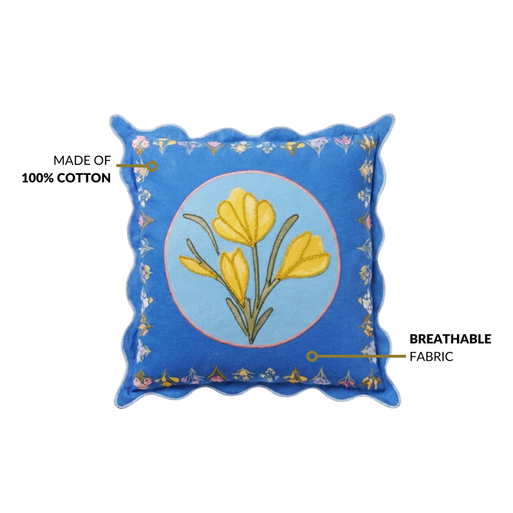 Bloom Era Blue Courtyard Cotton Cushion Cover 43x43cm Nestasia