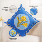 Bloom Era Blue Courtyard Cotton Cushion Cover 43x43cm Nestasia