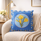Bloom Era Blue Courtyard Cotton Cushion Cover 43x43cm Nestasia