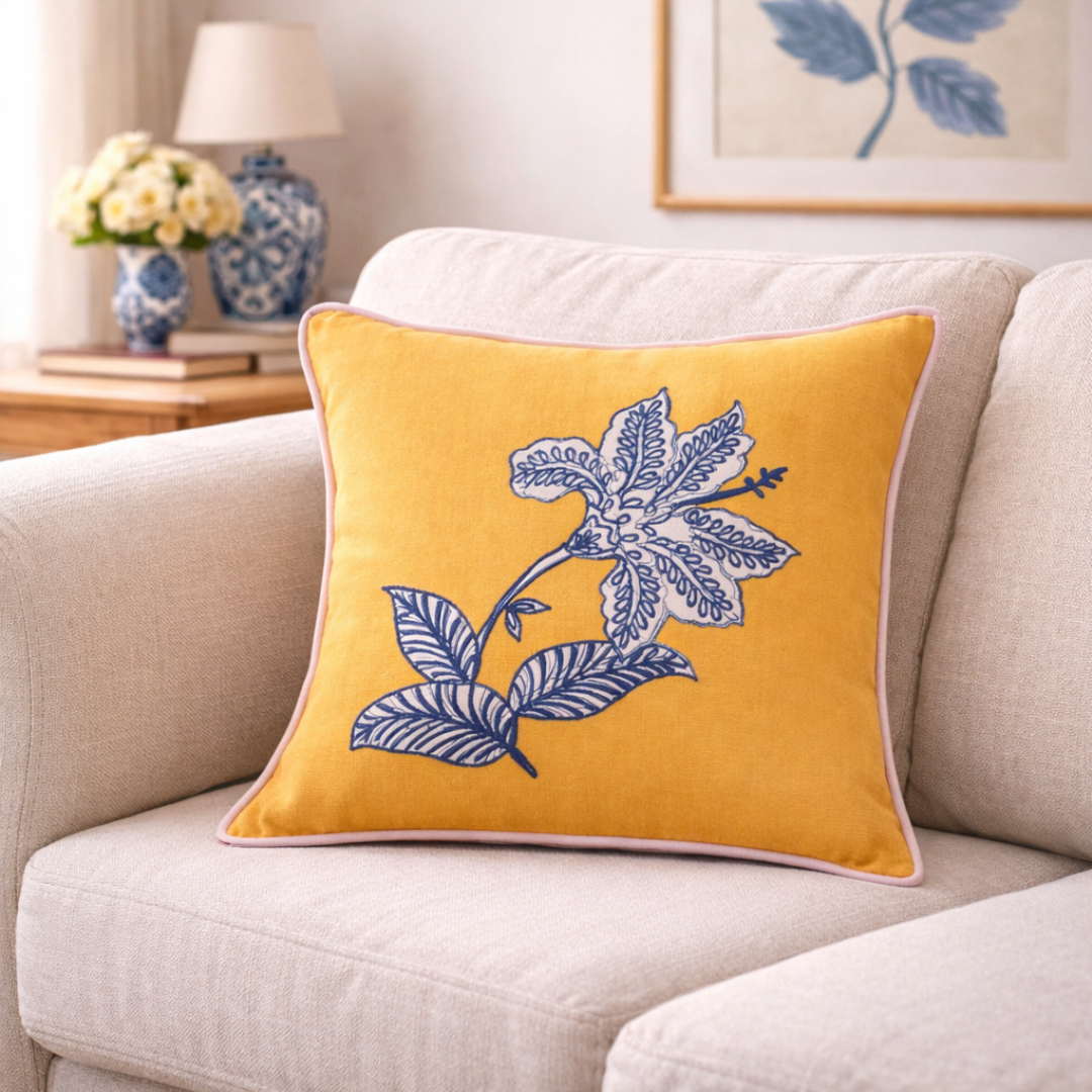 Bloom Era Petal Sketch Cotton Cushion Cover 43x43cm Nestasia