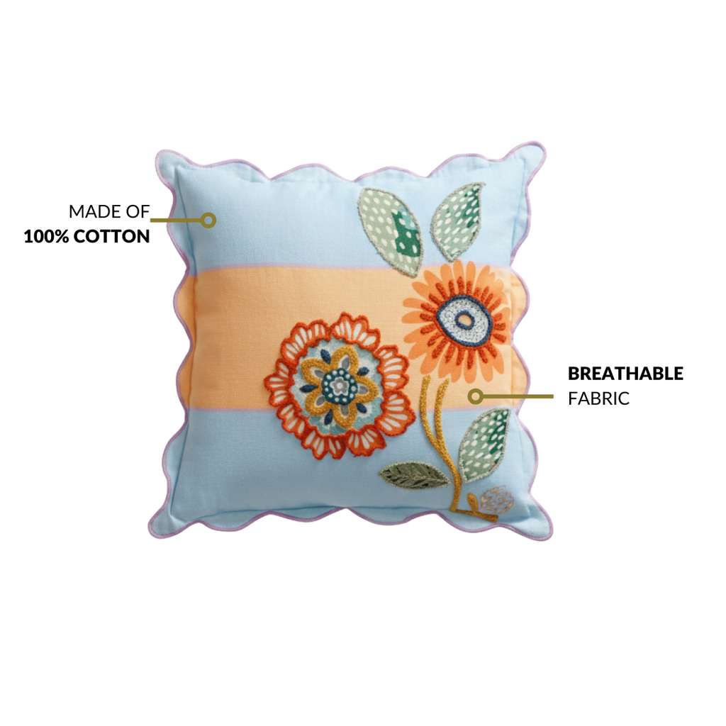 Bloom Era Pastel Cotton Cushion Cover 45x45cm Nestasia
