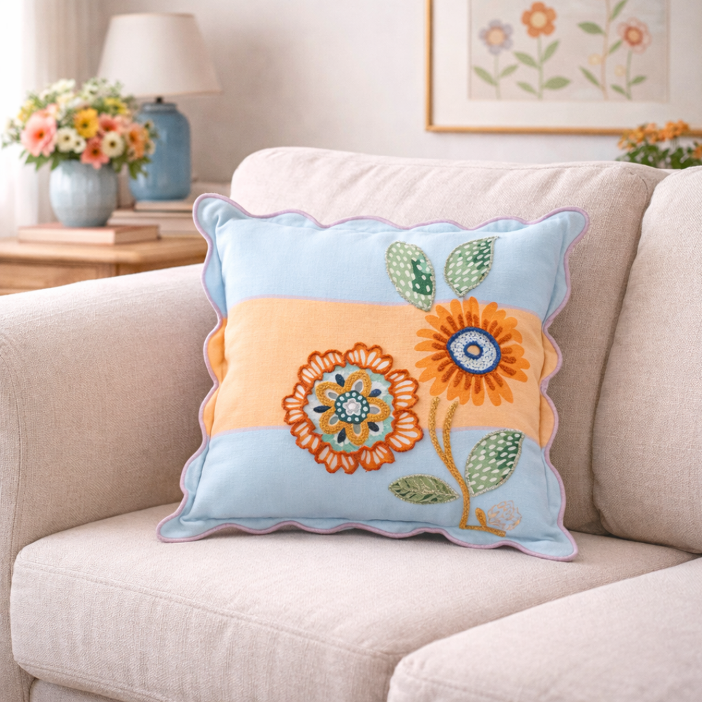 Bloom Era Pastel Cotton Cushion Cover 45x45cm Nestasia