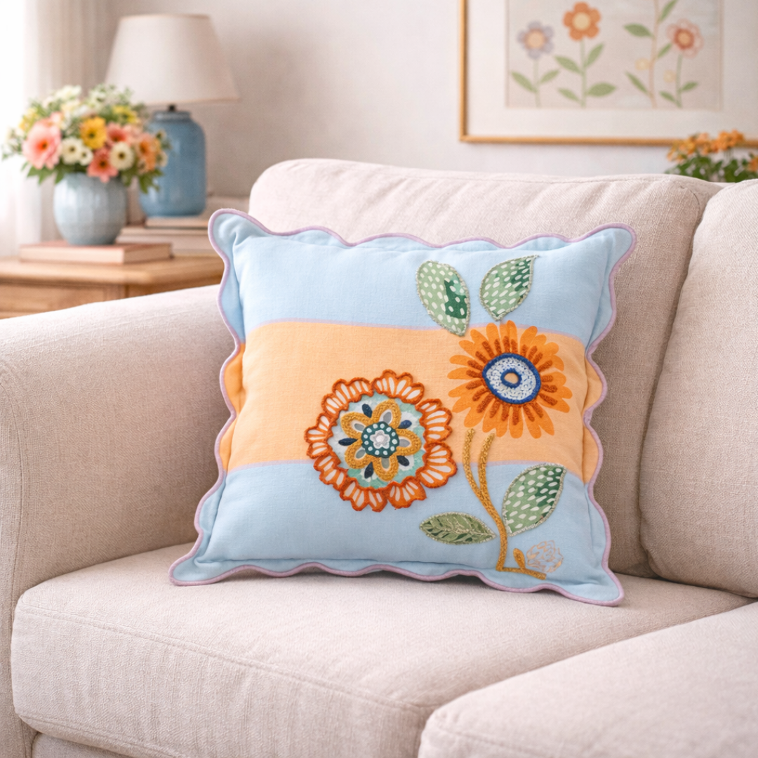 Bloom Era Pastel Cotton Cushion Cover 45x45cm Nestasia