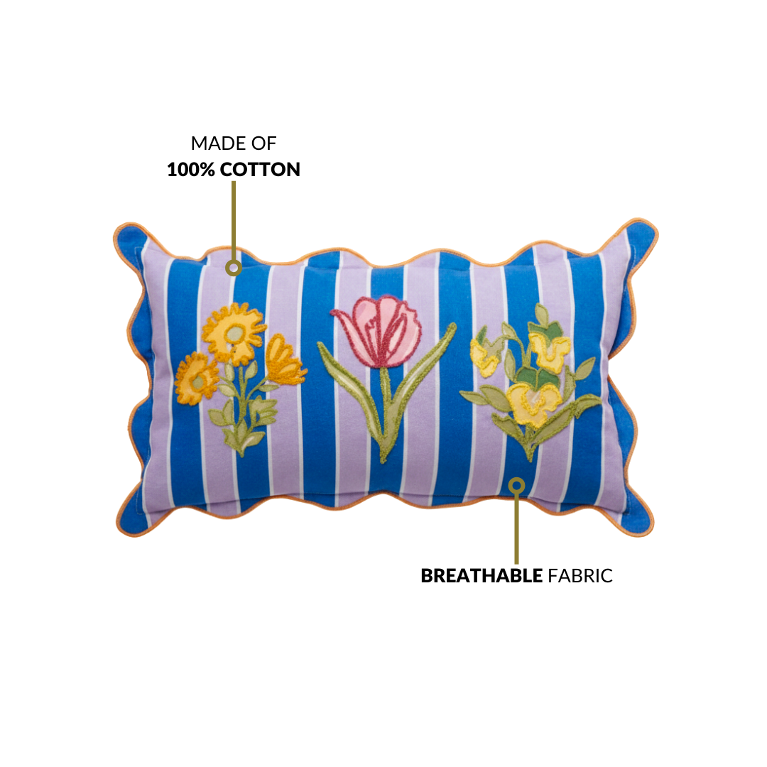 Bloom Era Striped Cotton Cushion Cover 50x30cm Nestasia