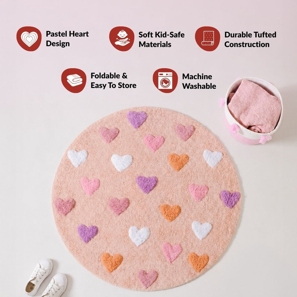 All Hearts Soft Girl Round Rug 100cm Nestasia