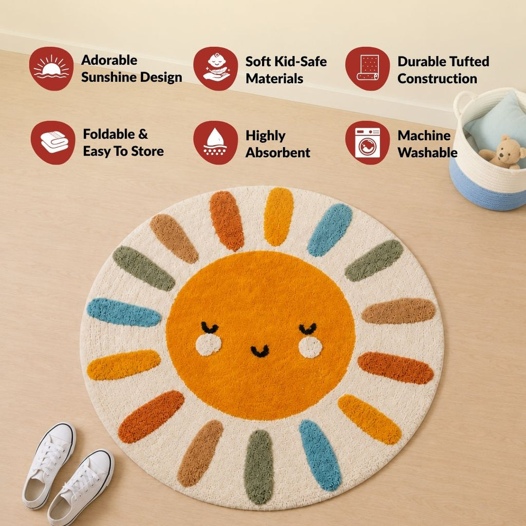Sunshine Smile Natural Cotton Kids Rug 100cm Nestasia