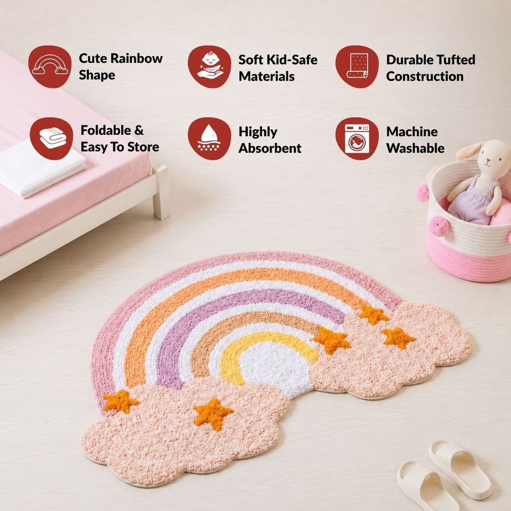 Rainbow Floor Mat For Kids 100x70cm Nestasia