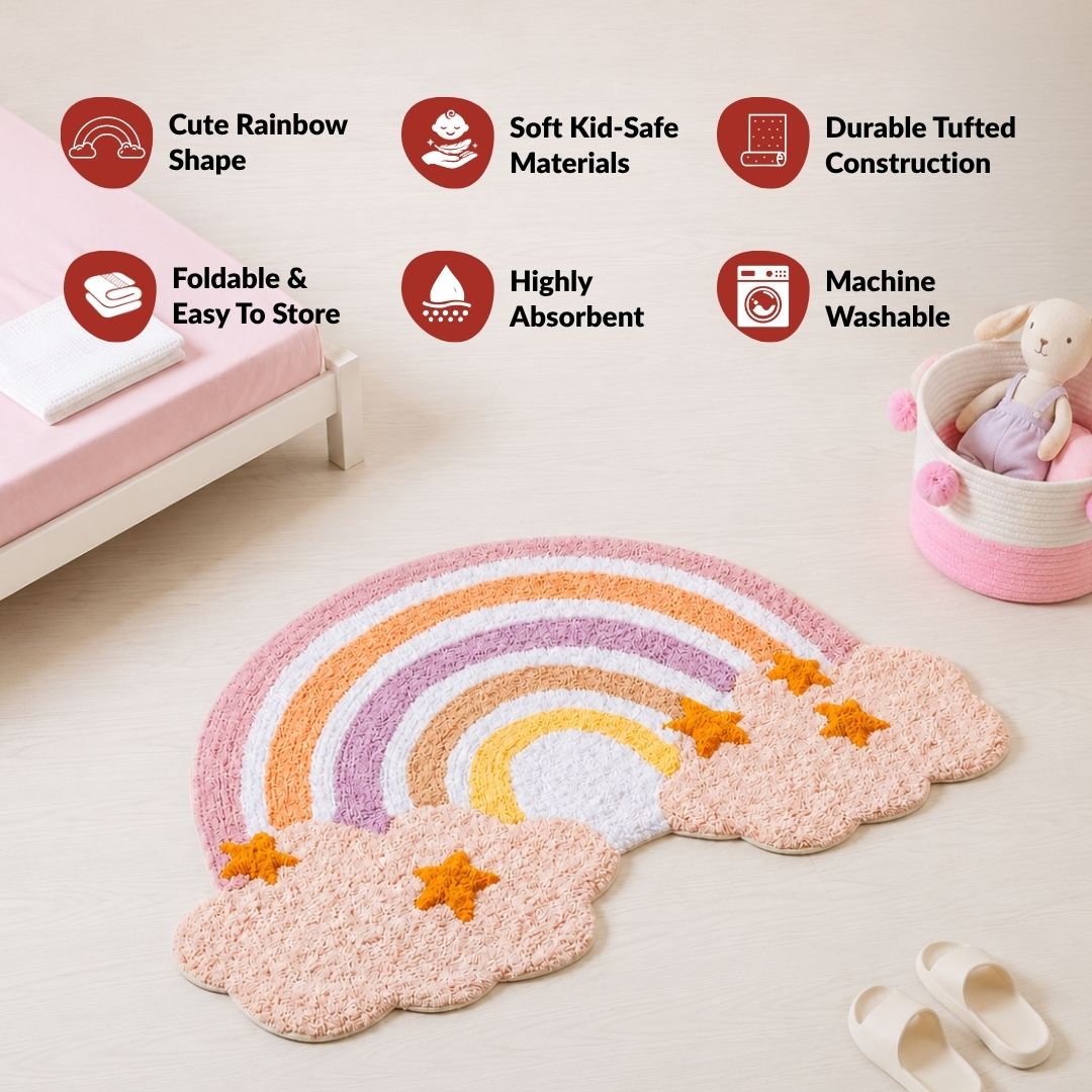 Rainbow Floor Mat For Kids 100x70cm Nestasia
