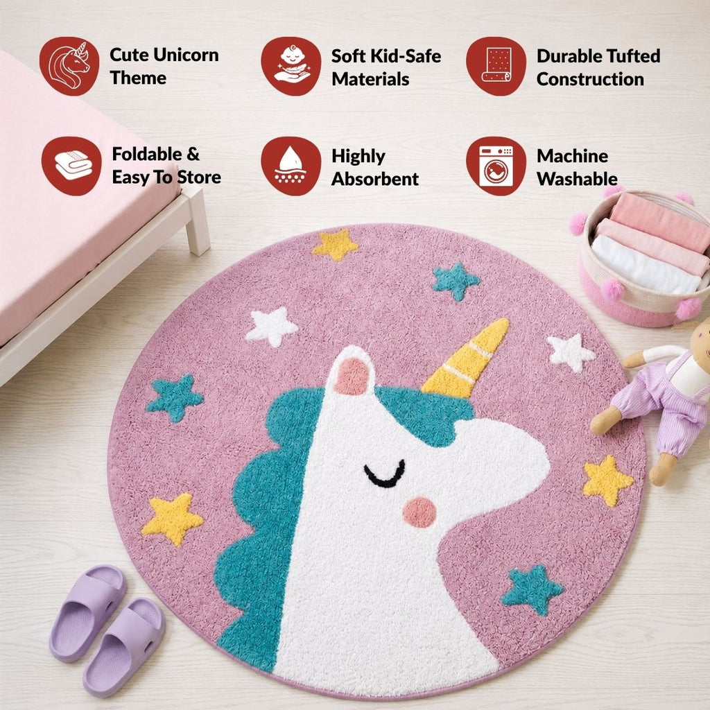 Unicorn Round Floor Mat 100cm Nestasia