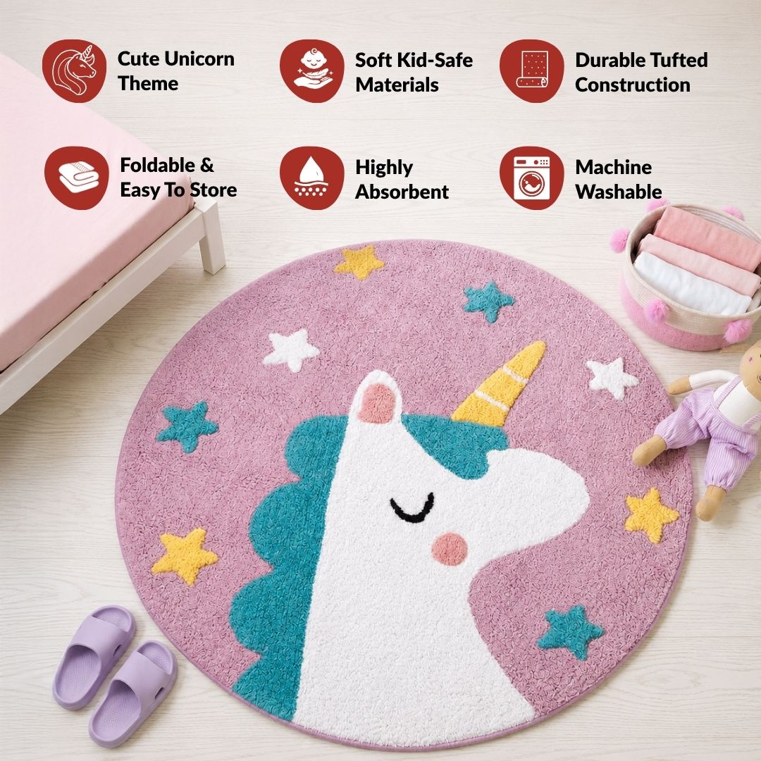 Unicorn Round Floor Mat 100cm Nestasia