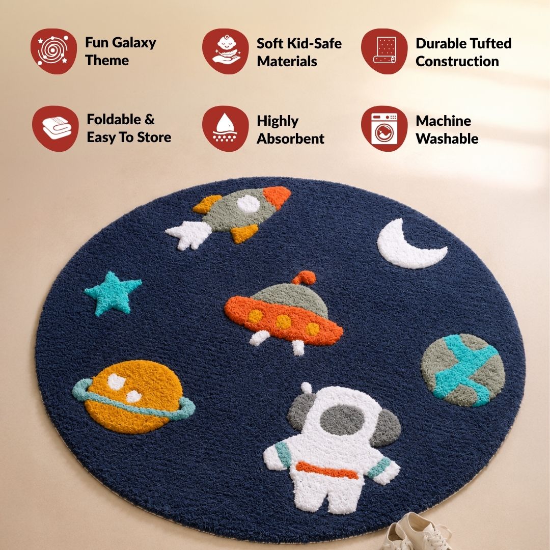 Little Astronaut Tufted Kids Space Rug 100cm Nestasia