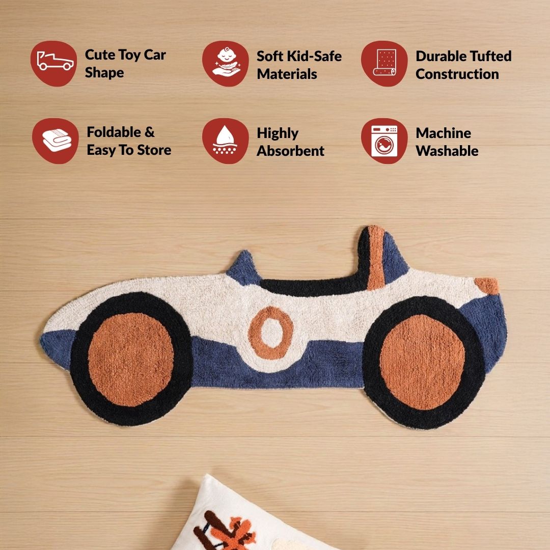 Sports Car Tufted Kids Rug 110x46cm Nestasia