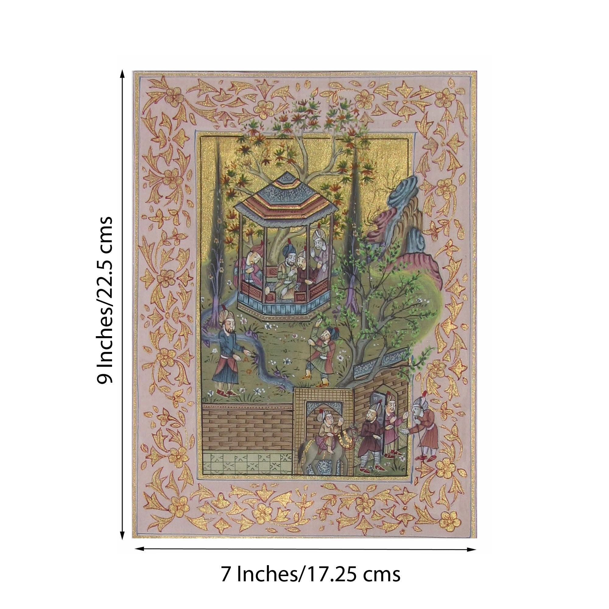 Mughal Court Original Art Silk Painting Kafalo