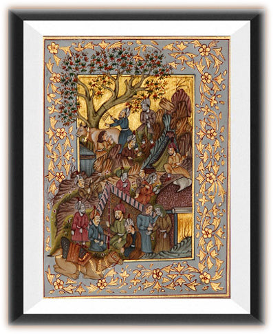 Scene of Mughal Court Original Art Silk Painting Kafalo
