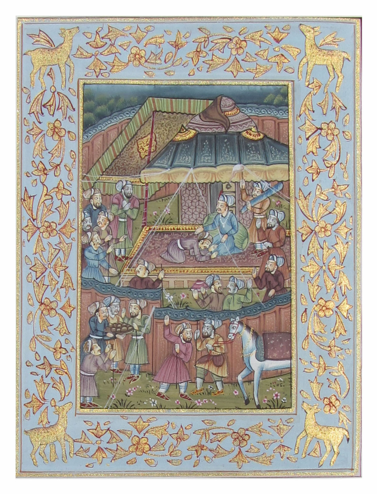 Regional Courts in Mughal India Original Art Silk Painting Kafalo