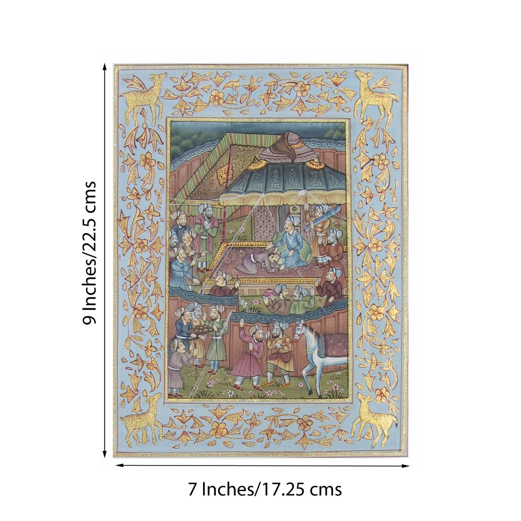 Regional Courts in Mughal India Original Art Silk Painting Kafalo