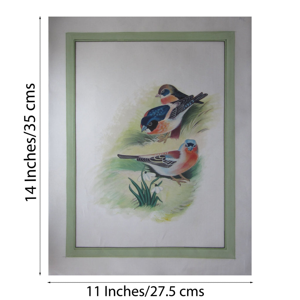 Elegant Miniature Sparrows Original Art Silk Painting Kafalo