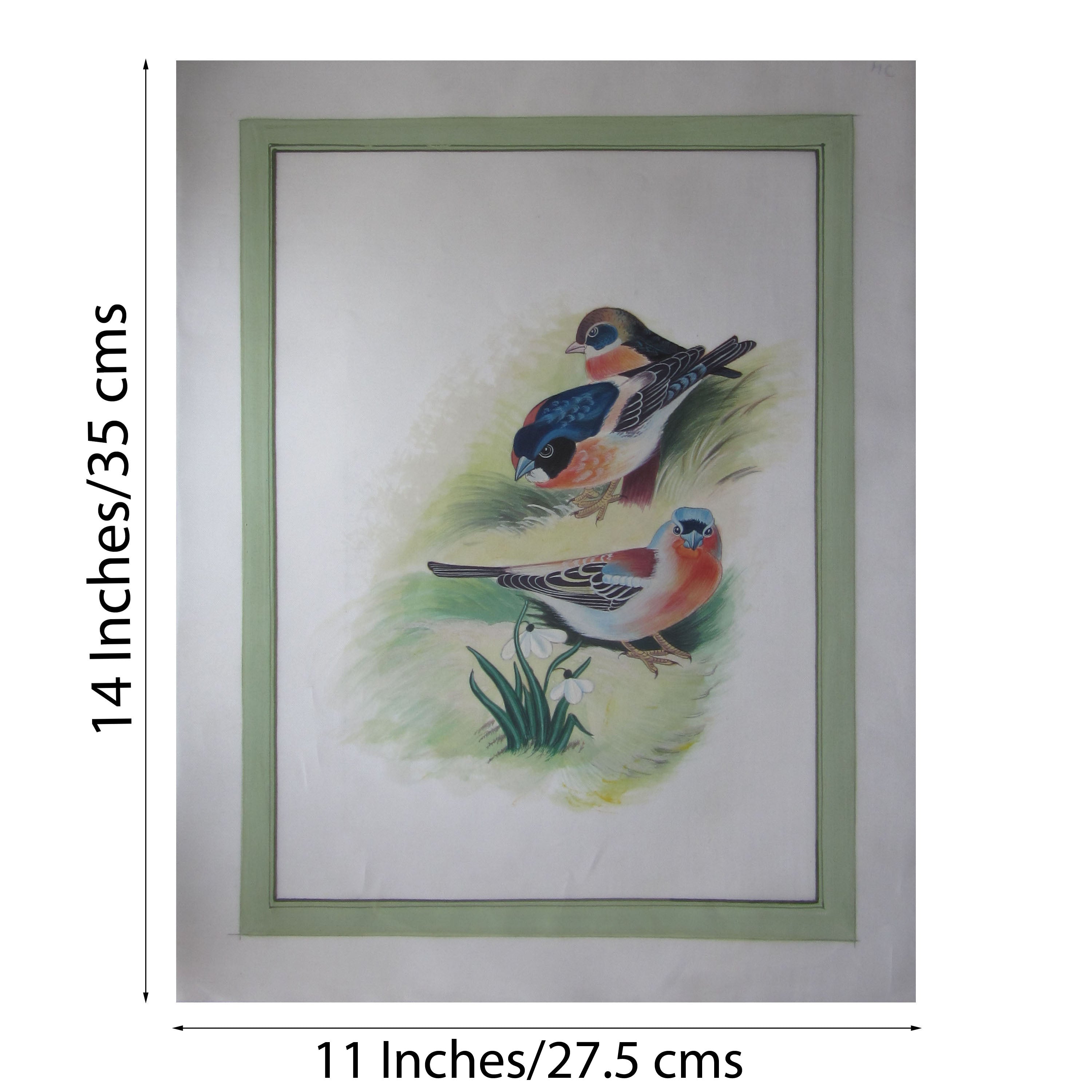 Elegant Miniature Sparrows Original Art Silk Painting Kafalo