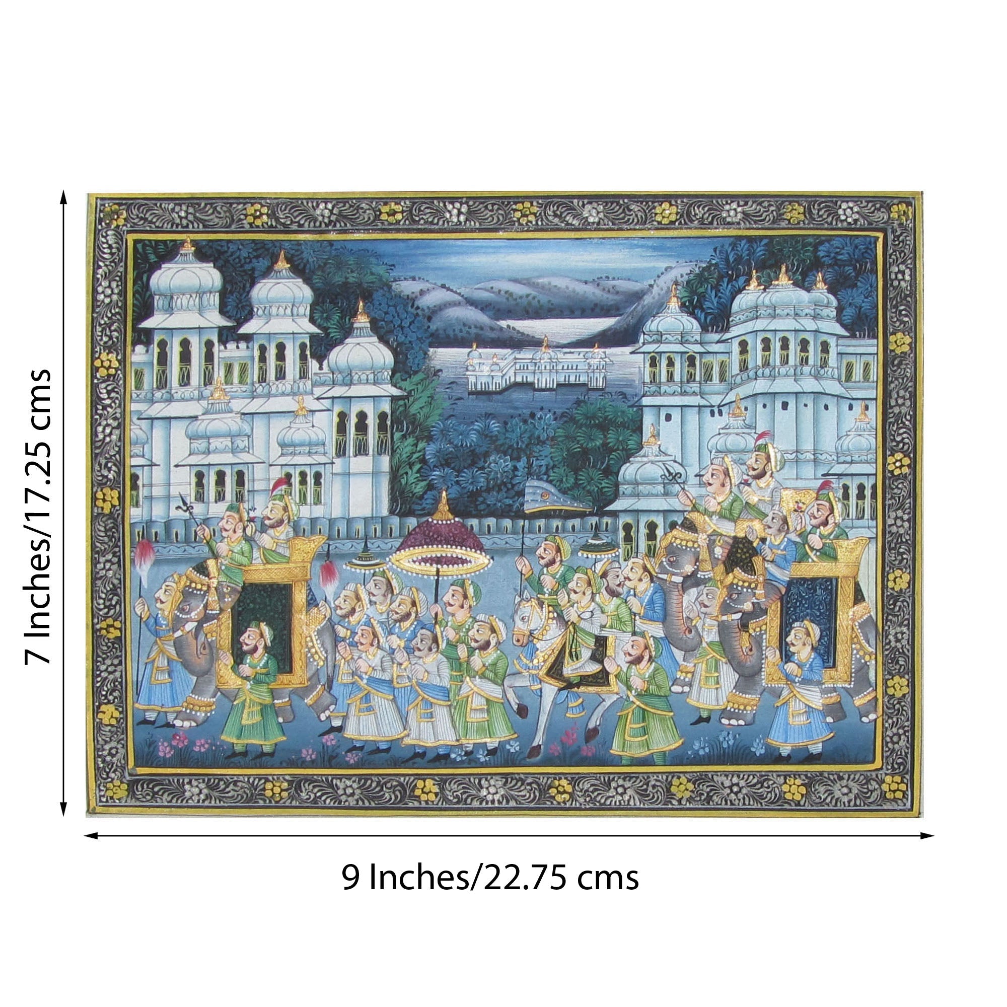 Mughal Royal Procession Original Art Silk Painting Kafalo