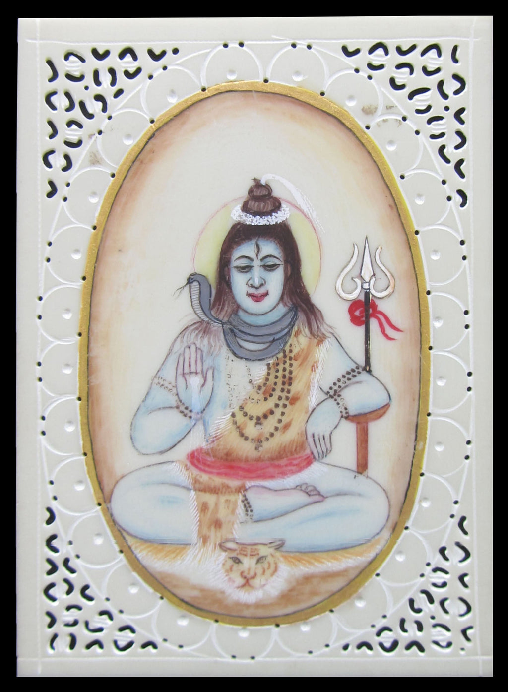 Lord Shiva Original Art Synthetic Plastic Sheet Painting Kafalo