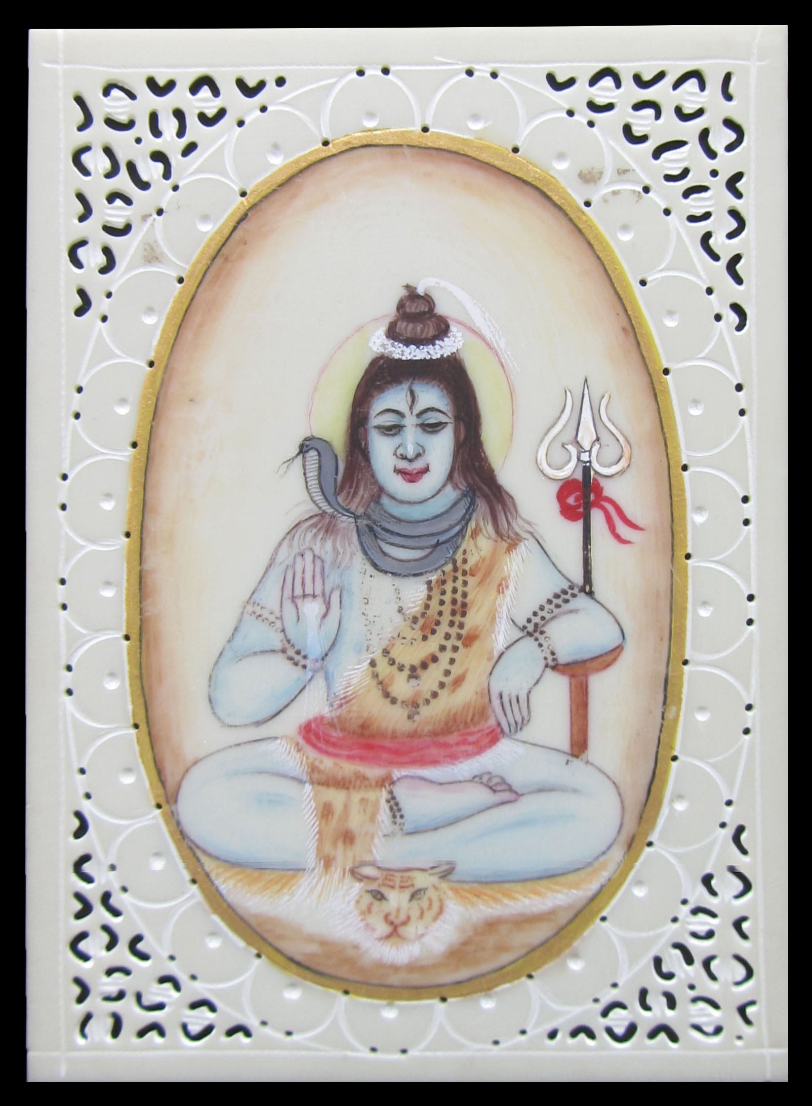 Lord Shiva Original Art Synthetic Plastic Sheet Painting Kafalo