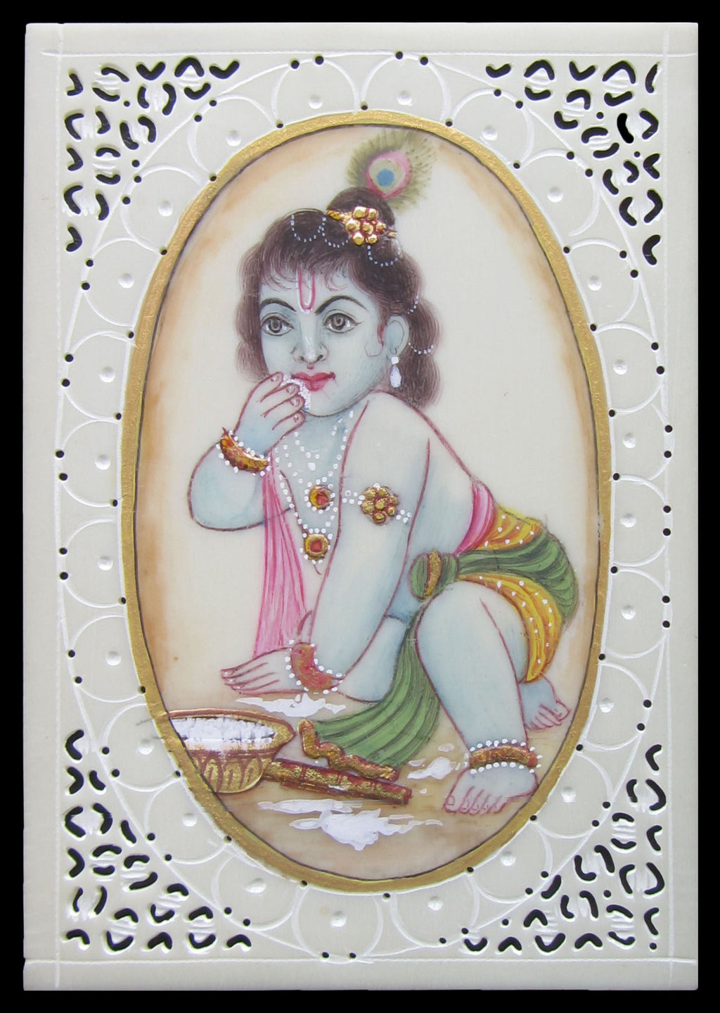 Baby Krishna Original Art Synthetic Plastic Sheet Painting Kafalo