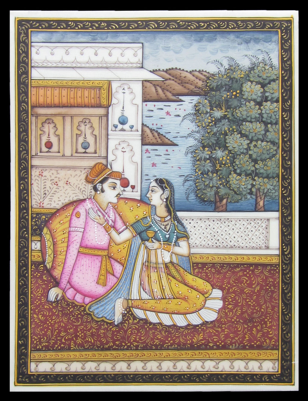 Amorous Mughal Evening Original Art Synthetic Plastic Sheet Painting Kafalo