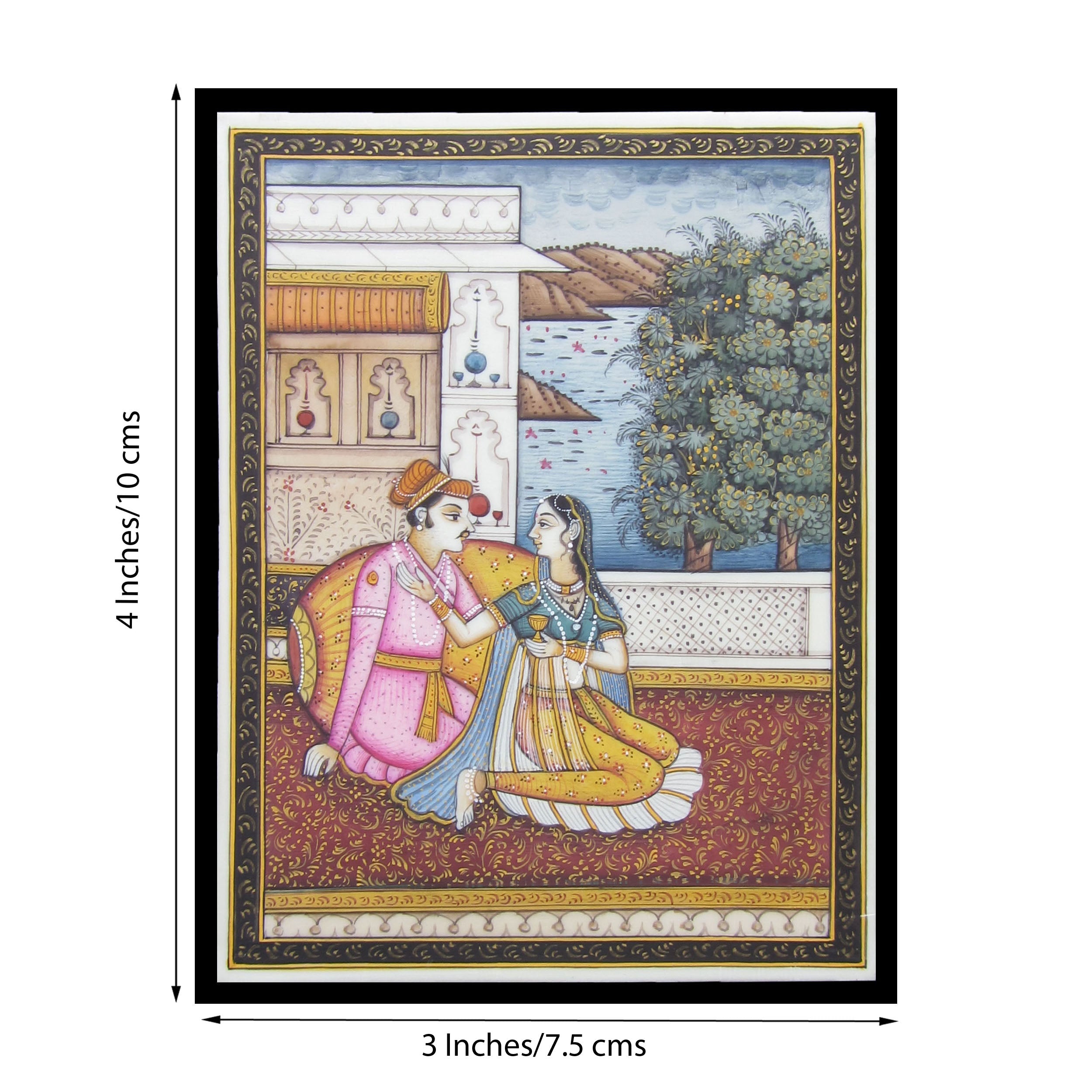 Amorous Mughal Evening Original Art Synthetic Plastic Sheet Painting Kafalo