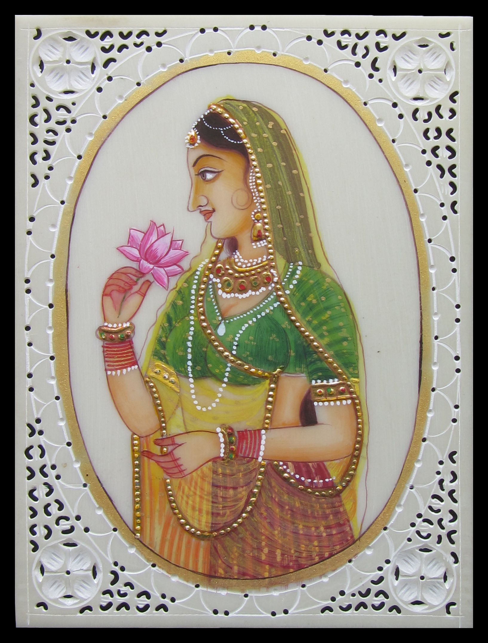 Awaiting Lady Ragini Original Art Synthetic Plastic Sheet Painting Kafalo