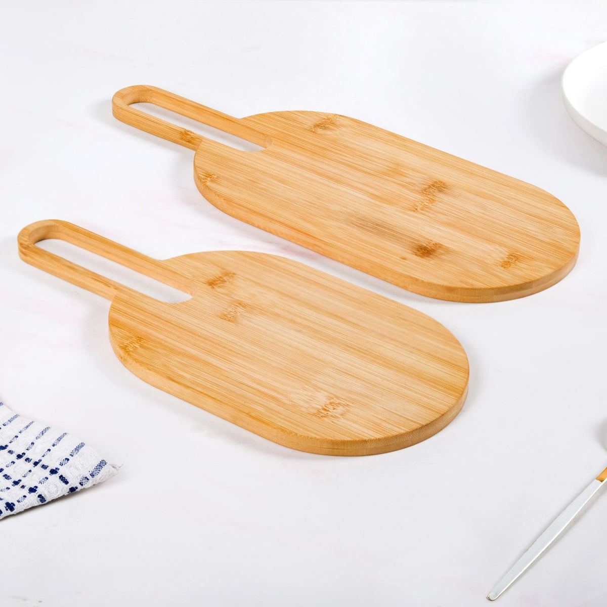 Paddle Shape Bamboo Platter Set Of 2 Nestasia
